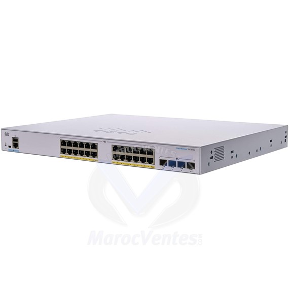 Switch Managed - C3 - Géré - 24 x 10/100/1000 (PoE+) + 4 x Gigabit SFP - Montable sur rack - PoE+ (370 W) CBS350-24FP-4G-EU